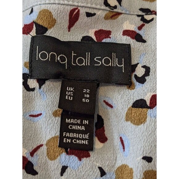 LTS Light Blue, floral V Neck Blouse - Picture 5 of 7